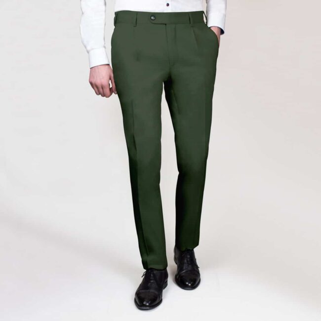 Klassische Bundfaltenhose in Dunkelgrün