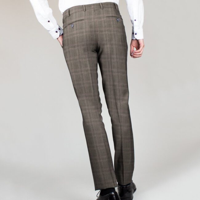 Elegante Karo-Hose in Beige-Braun
