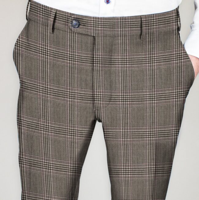Elegante Karo-Hose in Beige-Braun