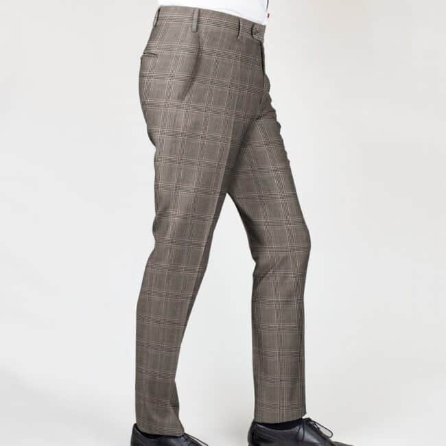 Elegante Karo-Hose in Beige-Braun