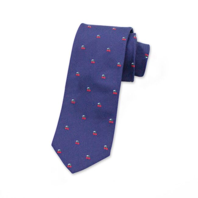 Krawatte Blau mit Kirschen