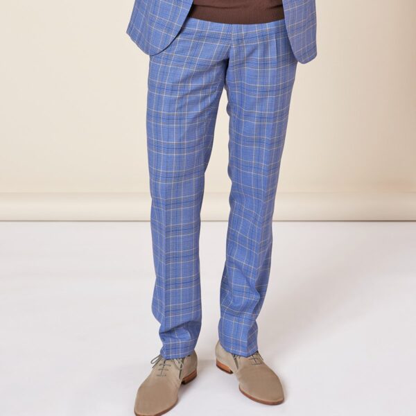 Leichte Hose mit blauem Glencheck