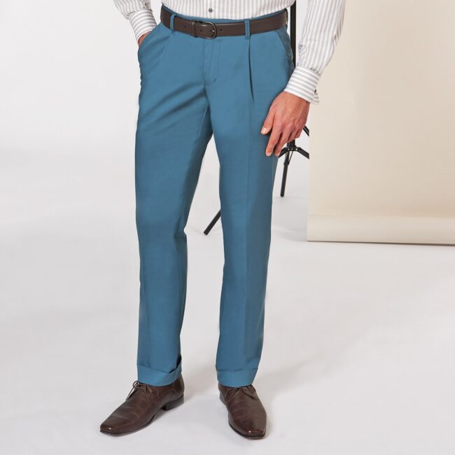 petrolblaue Chino nach Maß