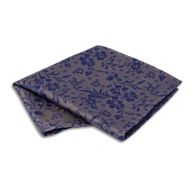 Einstecktuch mit Blumen blau auf braun
