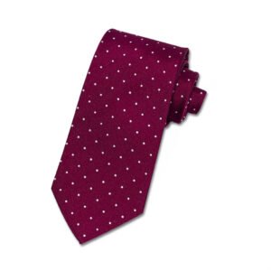Krawatte bordeaux mit weißen Polkadots aus reiner Seide | XUITS