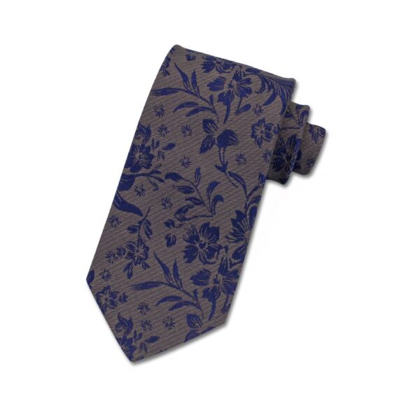 Krawatte mit Blumen blau auf braun