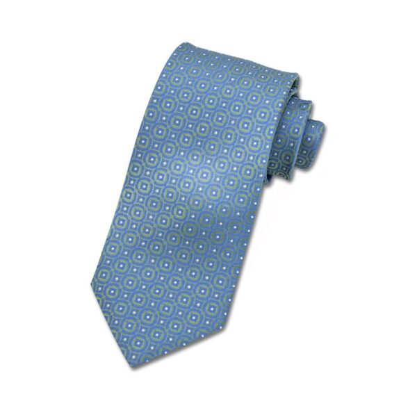 Krawatte mit Kreisen grün auf hellblau