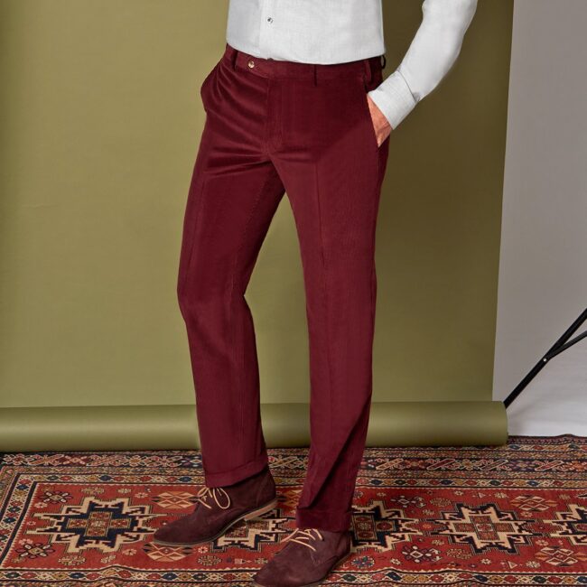 Cordhose 6 Zegna | Weinroter Cord Anzug