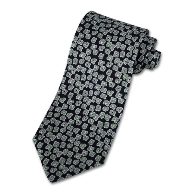 Krawatte mit grünem Veilchenprint