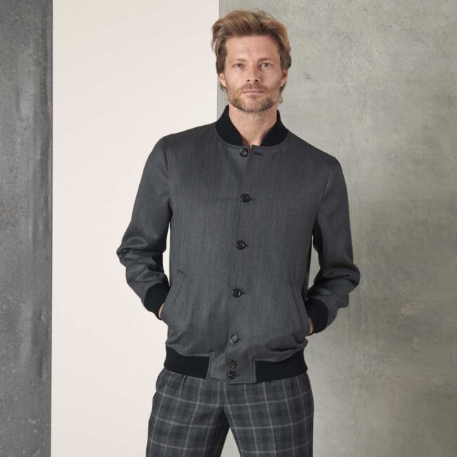 03 grauer Blouson 2 | Grauer Blouson aus Twill
