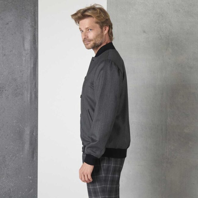 03 grauer Blouson 4 | Grauer Blouson aus Twill