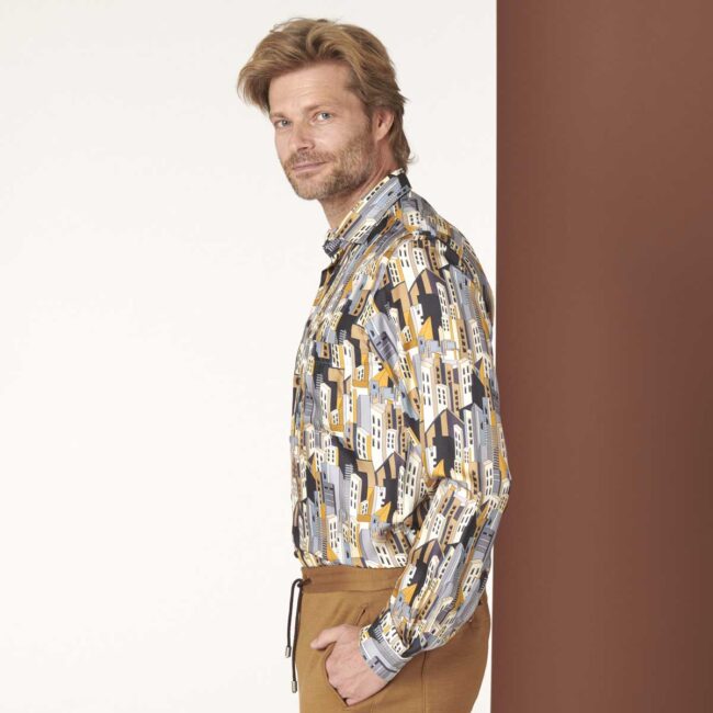 07 2 Printhemd Haus 3 | Seidenhemd mit Print