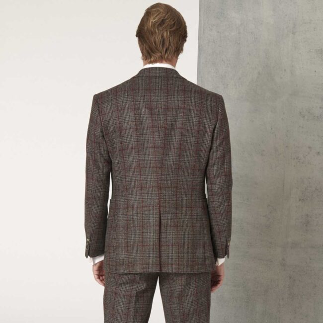 12 Karierter Anzug 3 | Dreiteiler mit rotbraunen Glencheck