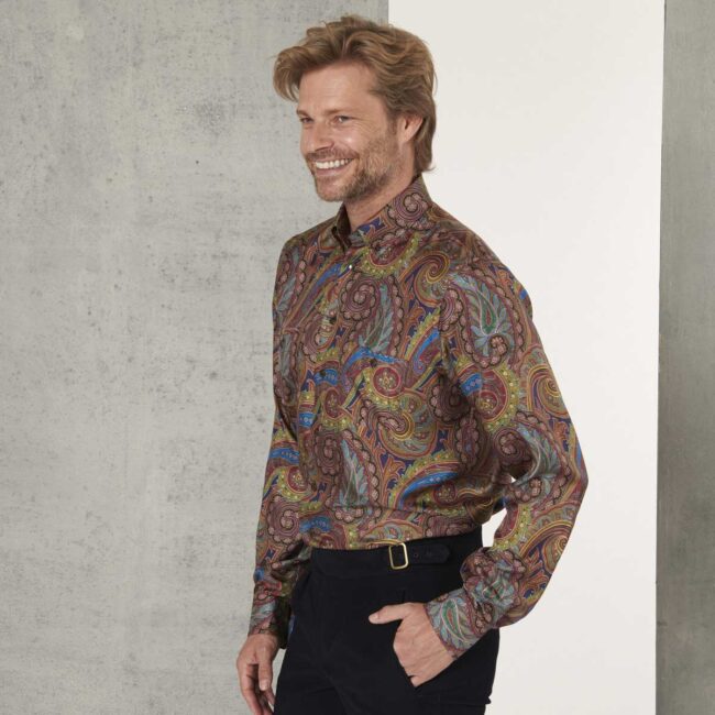 18 2 Paysley Hemd Seide 3 | Seidenhemd mit buntem Paisley