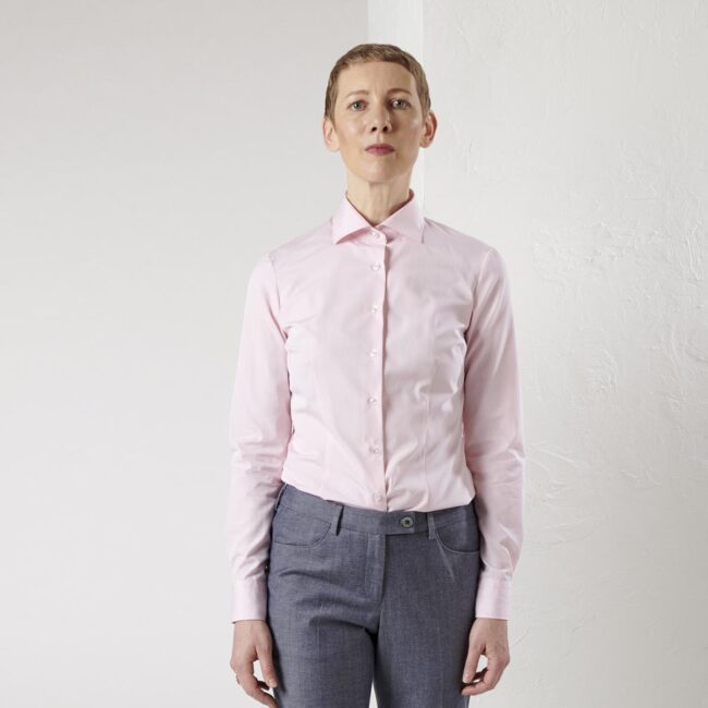 04 2 rosa Bluse front | Bluse in rosafarbenem Poplin