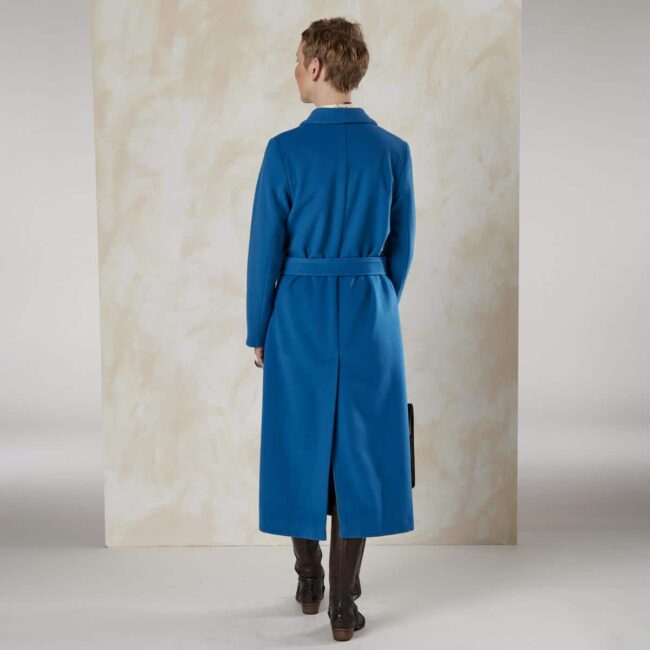 16 blauer Mantel hinten | Türkiser Woll-Kaschmir Mantel